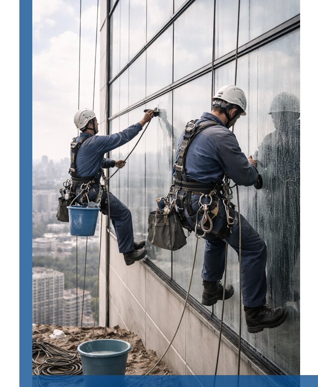 Профессиональная мойка фасадных окон альпинистами в Лесозаводске