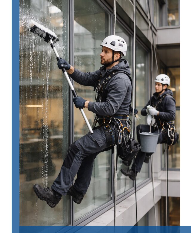 Профессиональная мойка витражей промышленными альпинистами в Лесозаводске