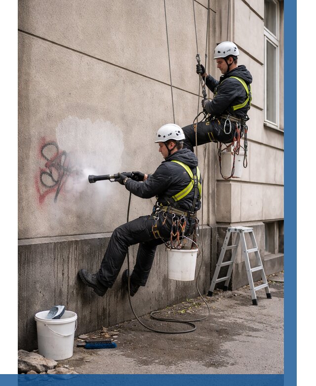 Удаление граффити с фасада в Лесозаводске от 4652 р. | ВЫСОТНИК-Лсз