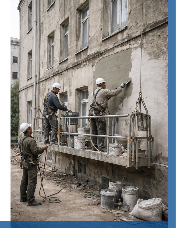 Капитальный ремонт фасада в Лесозаводске от 4342 р. | ВЫСОТНИК-Лсз