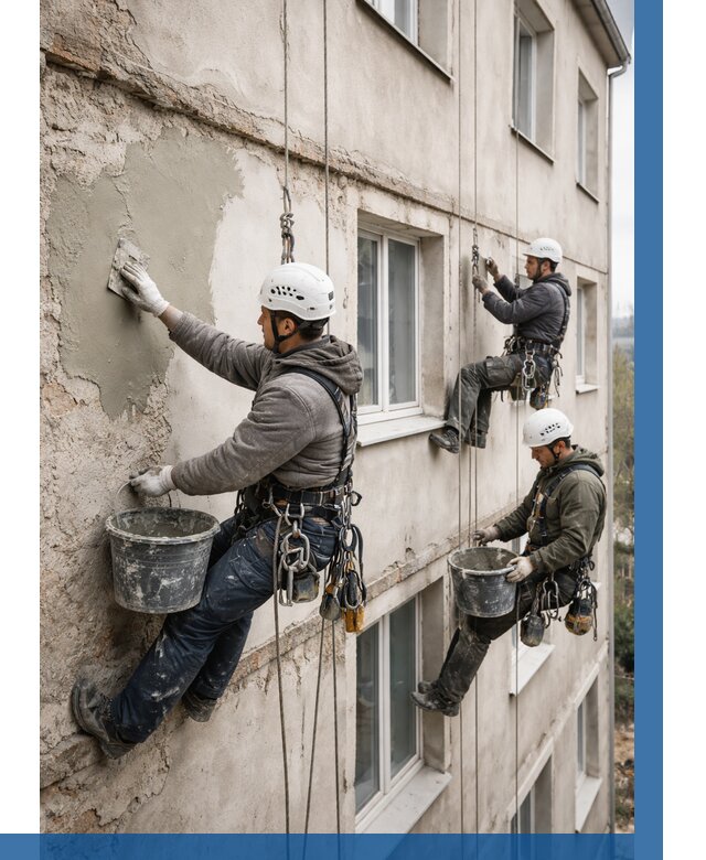 Ремонт штукатурного фасада в Лесозаводске от 775 р. под ключ | ВЫСОТНИК-Лсз