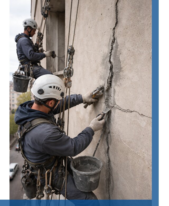 Заделка трещин на фасаде в Лесозаводске от 930 р. | ВЫСОТНИК-Лсз