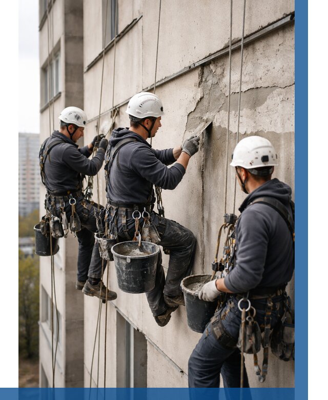 Ремонт бетонных элементов фасада в Лесозаводске от 2585 р. | ВЫСОТНИК-Лсз