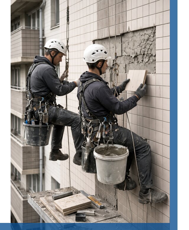 Ремонт облицовки фасада плиткой в Лесозаводске от 1861 р. | ВЫСОТНИК-Лсз