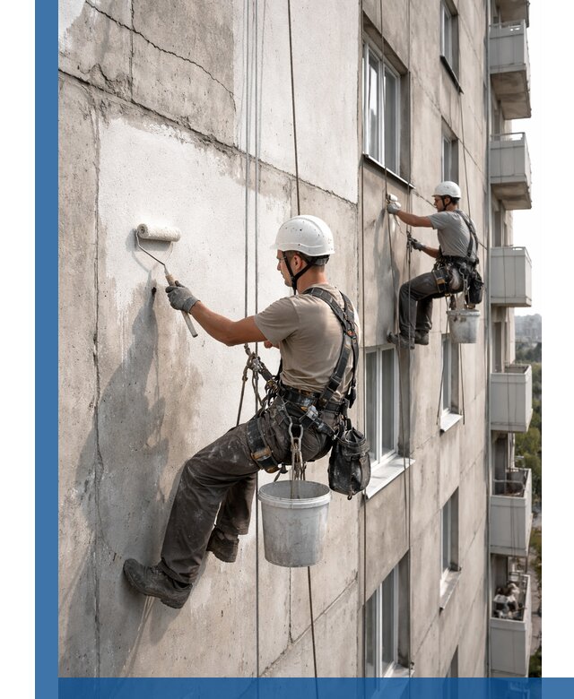 Покраска бетонного фасада в Лесозаводске для жилых и промышленных объектов