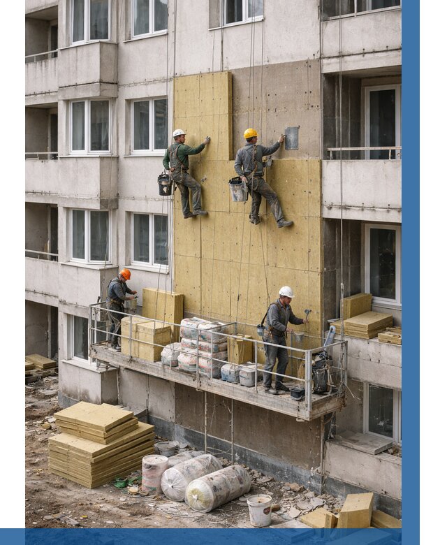 Утепление фасада минватой в Лесозаводске от 1551 р. | ВЫСОТНИК-Лсз