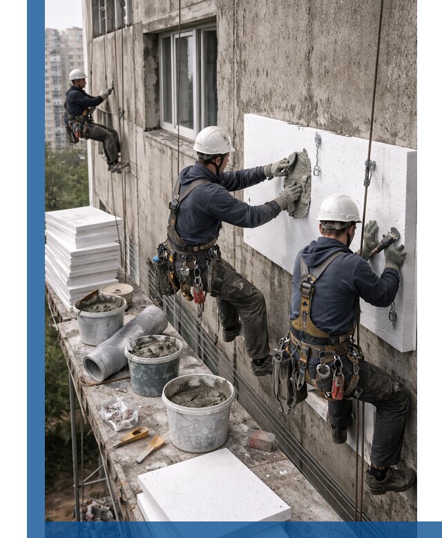 Утепление фасада пенополистиролом в Лесозаводске под ключ