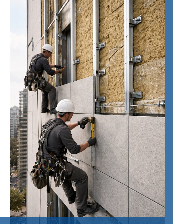 Монтаж вентилируемого фасада в Лесозаводске от 3618 р. | ВЫСОТНИК-Лсз