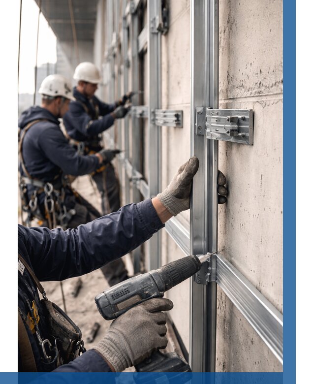 Монтаж подсистемы вентфасада в Лесозаводске от 879 р. | ВЫСОТНИК-Лсз