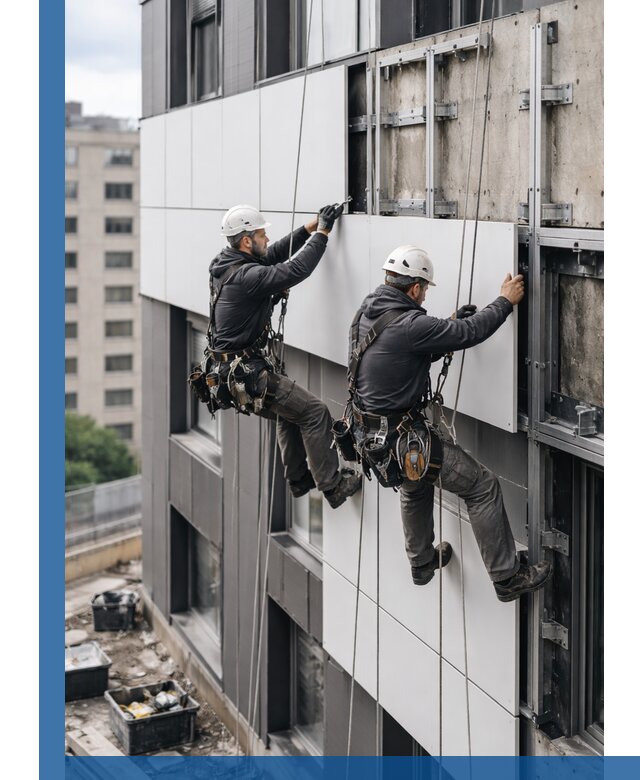 Монтаж композитных панелей фасада в Лесозаводске под ключ