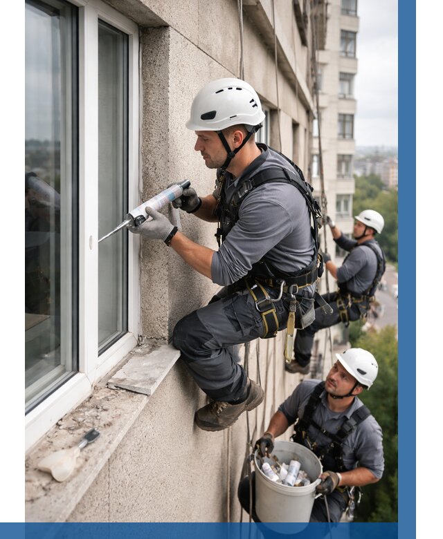 Герметизация оконных швов снаружи в Лесозаводске от 1551 р. | ВЫСОТНИК-Лсз