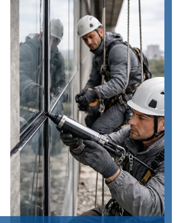 Герметизация витражных швов в Лесозаводске от 672 р. | ВЫСОТНИК-Лсз