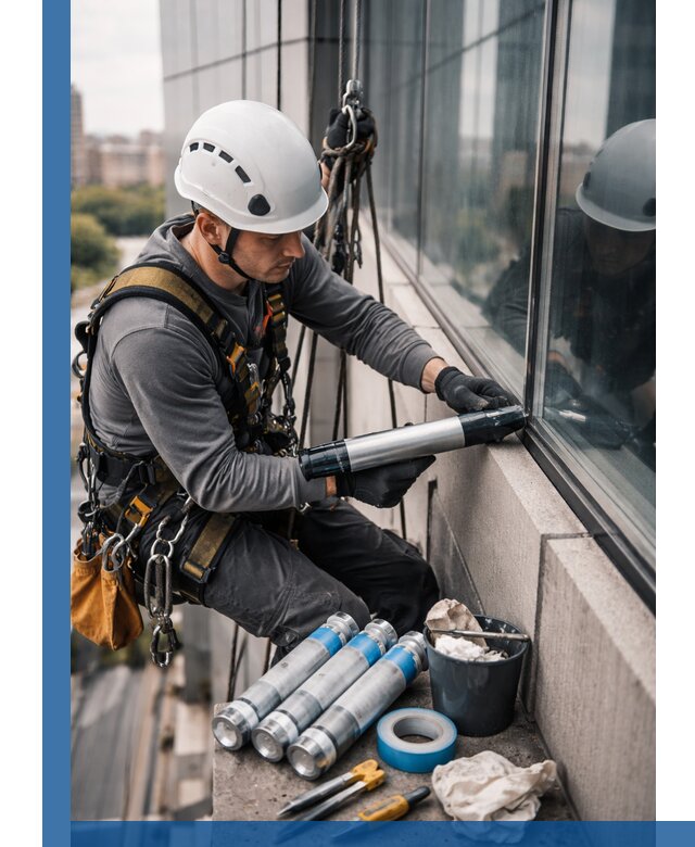 Герметизация стыков витража в Лесозаводске для герметичных фасадов