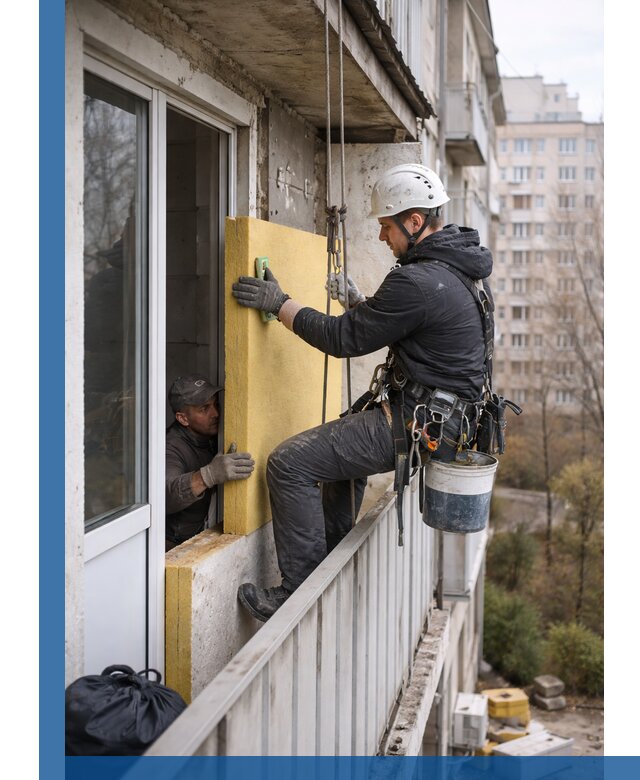 Профессиональное утепление балкона снаружи в Лесозаводске под ключ
