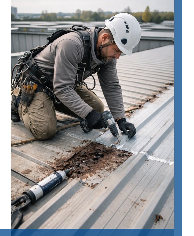 Ремонт профнастила на кровле в Лесозаводске от 724 р. | ВЫСОТНИК-Лсз