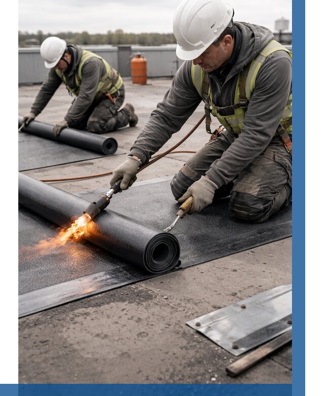 Монтаж наплавляемой кровли в Лесозаводске от 879 р. — ВЫСОТНИК-Лсз