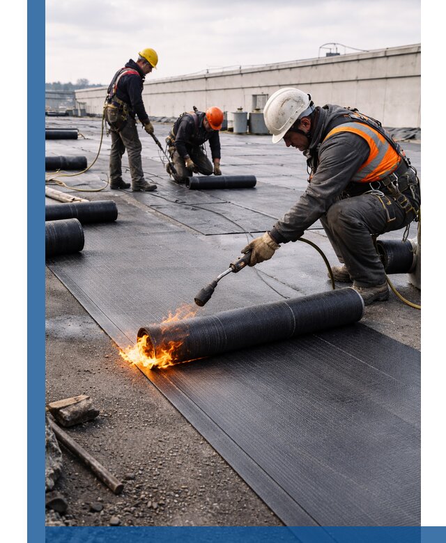 Монтаж наплавляемой кровли в Лесозаводске профессионально