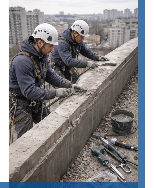 Ремонт парапета на кровле в Лесозаводске от 1551 р. | ВЫСОТНИК-Лсз