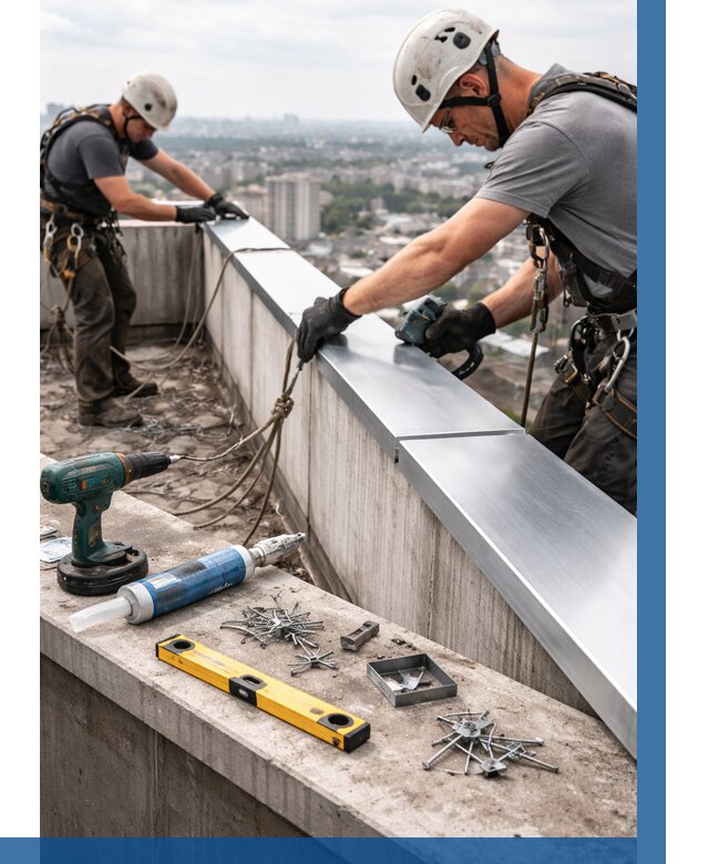 Монтаж парапетных крышек в Лесозаводске от 827 р. | ВЫСОТНИК-Лсз