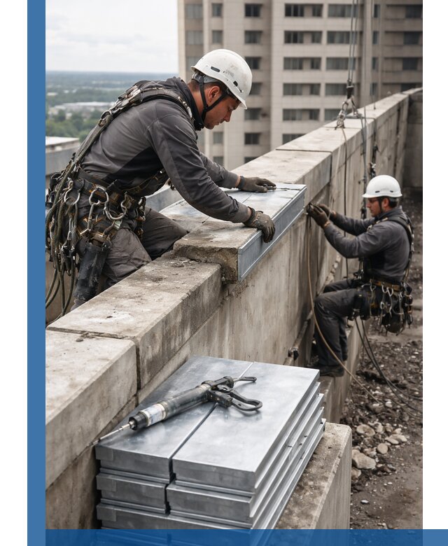 Замена парапетных крышек и установка новых в Лесозаводске