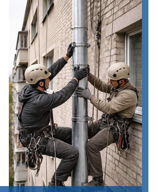 Замена водосточных труб в Лесозаводске от 6720 р. | ВЫСОТНИК-Лсз
