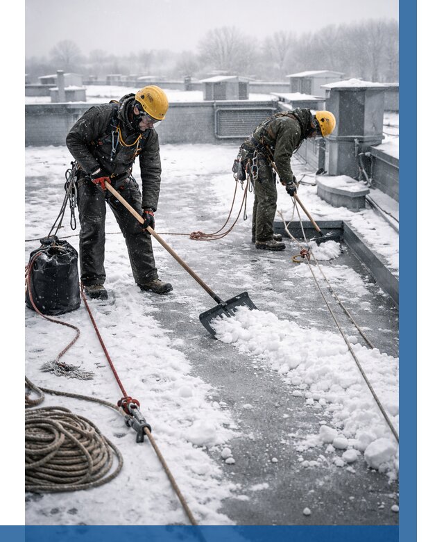 Очистка крыши от снега в Лесозаводске от 7754 р. | ВЫСОТНИК-Лсз