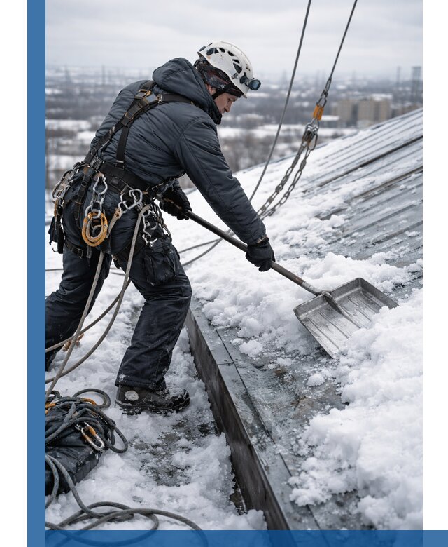 Профессиональная очистка кровли от снега и наледи в Лесозаводске