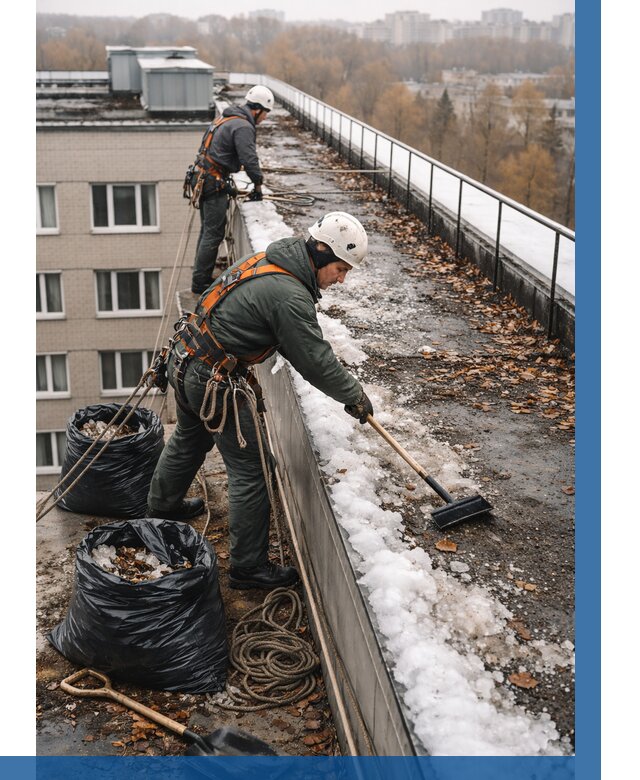 Очистка кровли по периметру в Лесозаводске от 569 р. | ВЫСОТНИК-Лсз