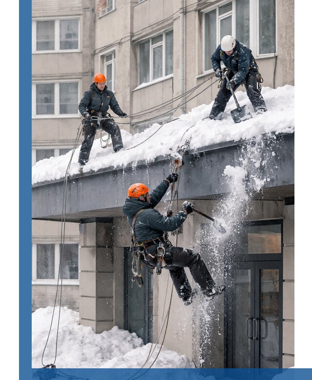 Безопасная очистка навесов от снега в Лесозаводске круглогодично