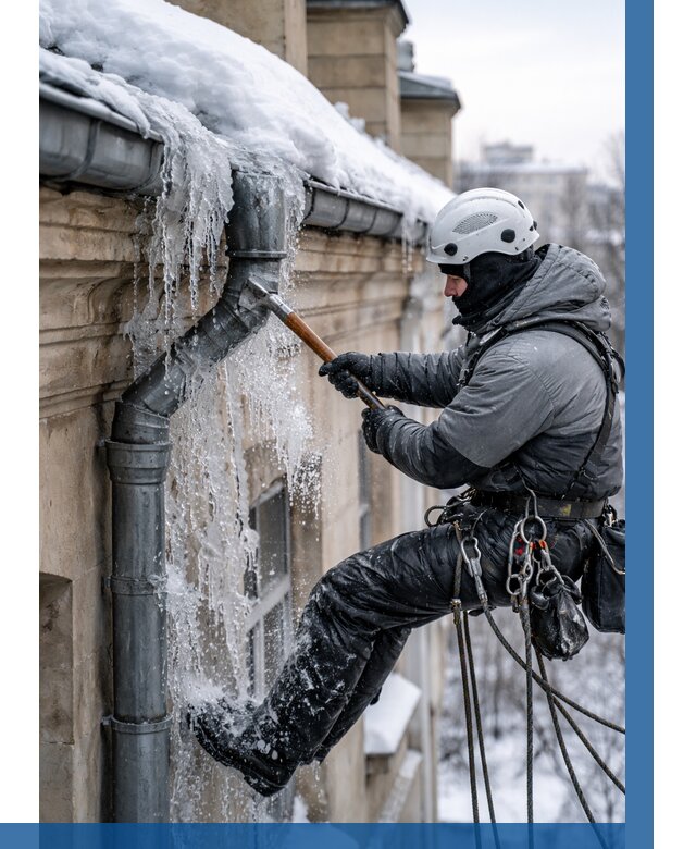 Очистка водостоков от льда в Лесозаводске от 3618 р. | ВЫСОТНИК-Лсз