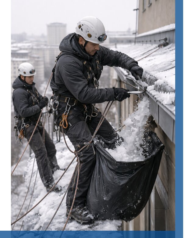 Аварийная очистка крыши в Лесозаводске под ключ от 310 р. | ВЫСОТНИК-Лсз