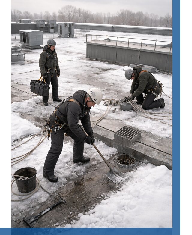 Абонентское обслуживание кровли зимой в Лесозаводске от 8270 р. | ВЫСОТНИК-Лсз