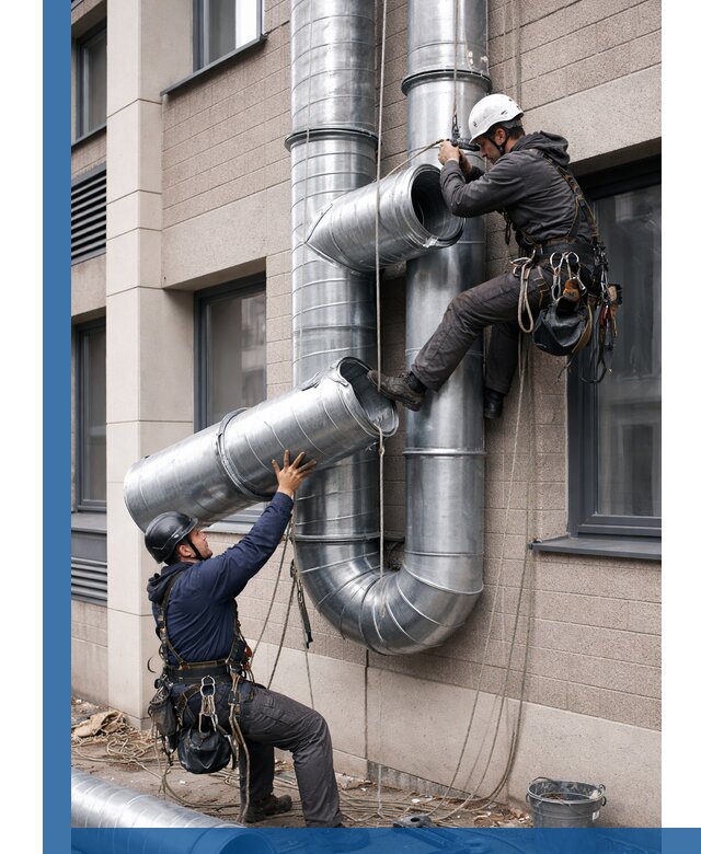 Монтаж фасадных воздуховодов в Лесозаводске с герметизацией и крепежом