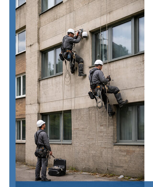 Монтаж фасадных камер видеонаблюдения в Лесозаводске под ключ