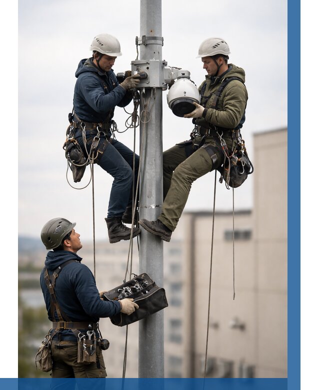 Установка видеокамер на мачте в Лесозаводске от 8787 р. | ВЫСОТНИК-Лсз