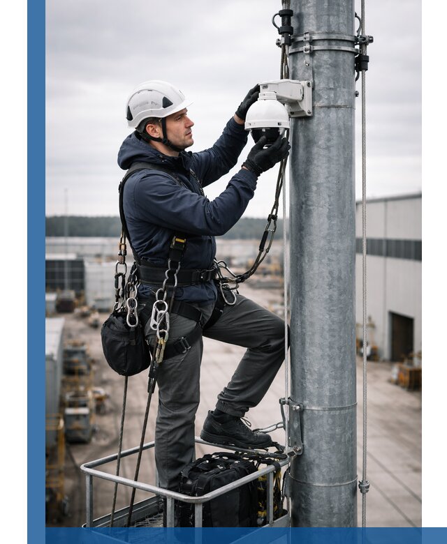 Профессиональная установка видеокамер на мачте в Лесозаводске