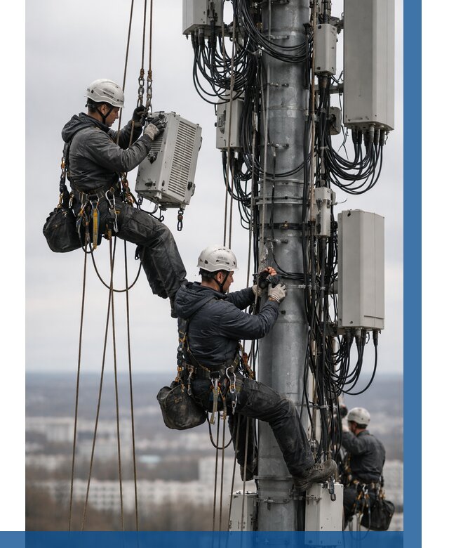 Монтаж оборудования связи на мачте в Лесозаводске от 7754 р. | ВЫСОТНИК-Лсз