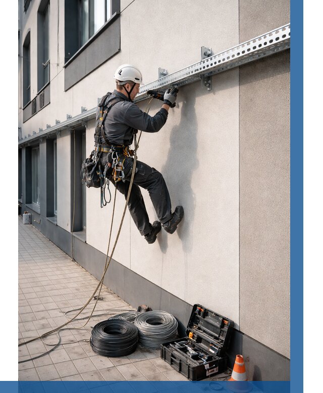 Монтаж кабельных лотков на фасаде в Лесозаводске от 1241 р. | ВЫСОТНИК-Лсз