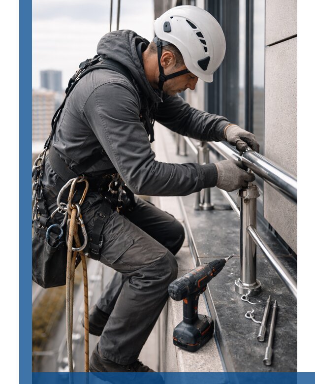 Монтаж ограждений на высоте в Лесозаводске для зданий и конструкций