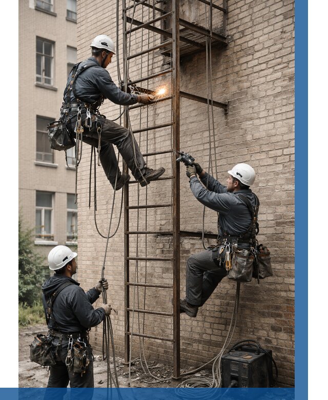 Ремонт пожарной лестницы в Лесозаводске от 7754 р. | ВЫСОТНИК-Лсз