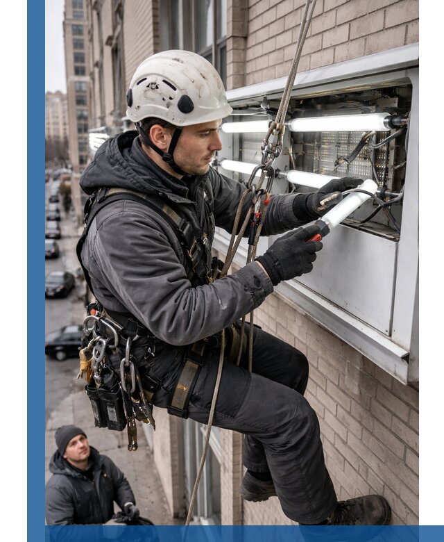 Профессиональная замена ламп в наружной вывеске в Лесозаводске