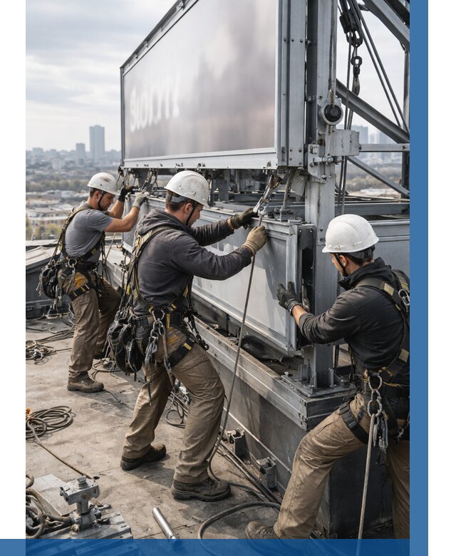 Монтаж крышной рекламной конструкции в Лесозаводске от 62028 р.|ВЫСОТНИК-Лсз