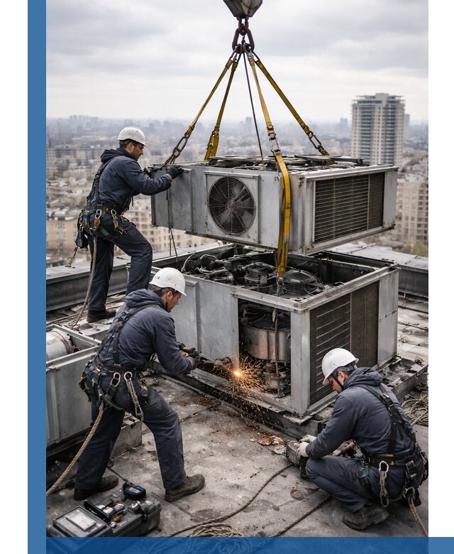 Демонтаж крышной установки в Лесозаводске любой сложности