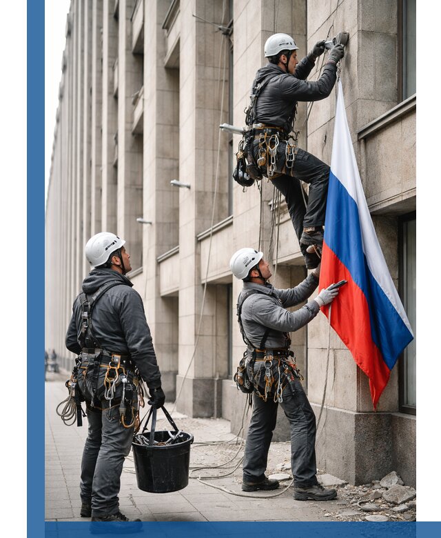 Профессиональная установка флагов на фасаде в Лесозаводске