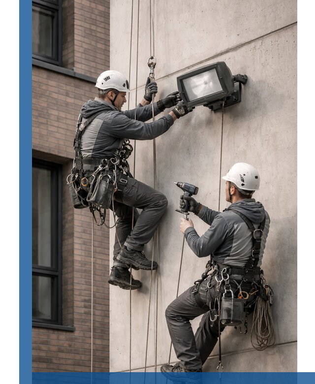 Профессиональный монтаж фасадных прожекторов в Лесозаводске под ключ