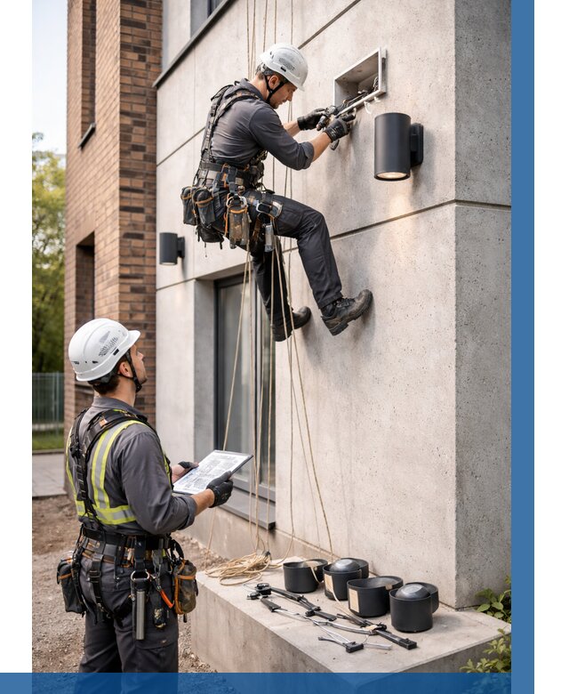 Монтаж фасадного освещения в Лесозаводске от 2585 р. | ВЫСОТНИК-Лсз