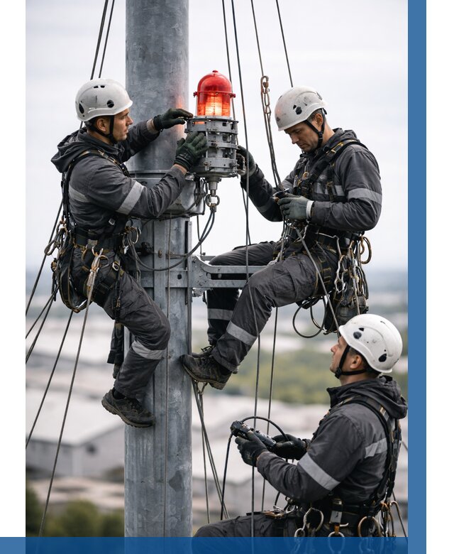 Монтаж заградительных огней в Лесозаводске от 8787 р. | ВЫСОТНИК-Лсз