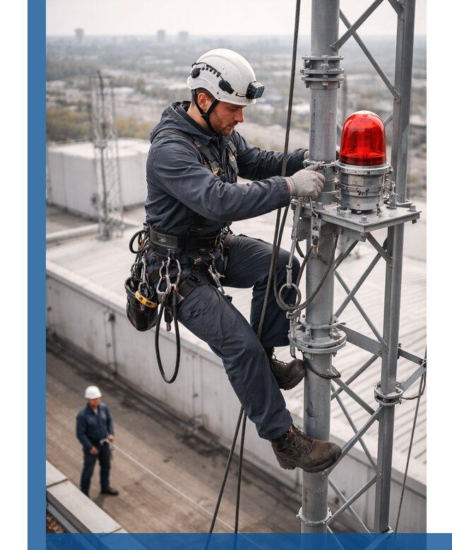 Монтаж заградительных огней и обслуживание объектов в Лесозаводске