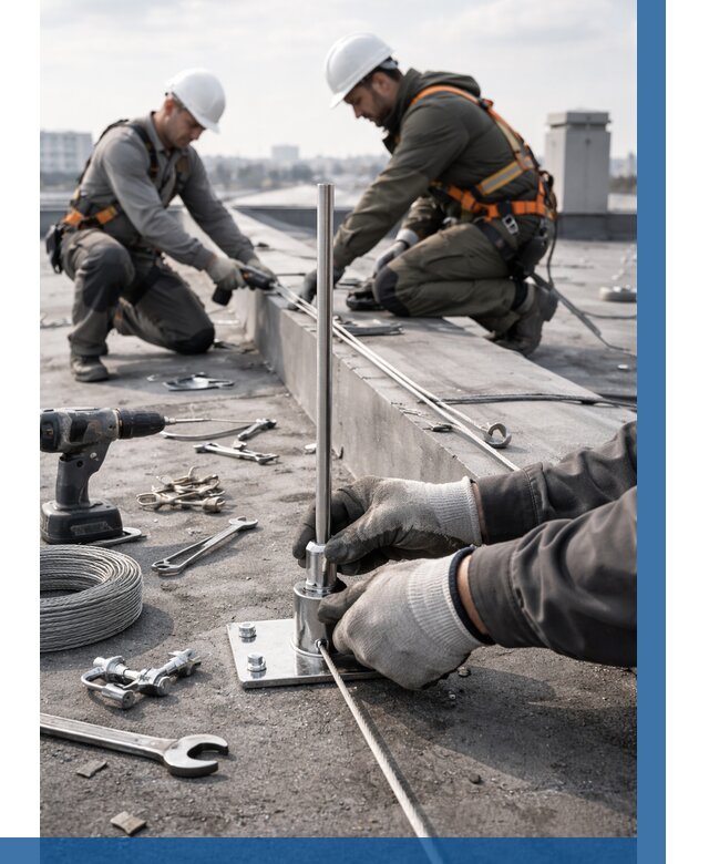 Монтаж молниезащиты на кровле в Лесозаводске цена от 25845 р. | ВЫСОТНИК-Лсз