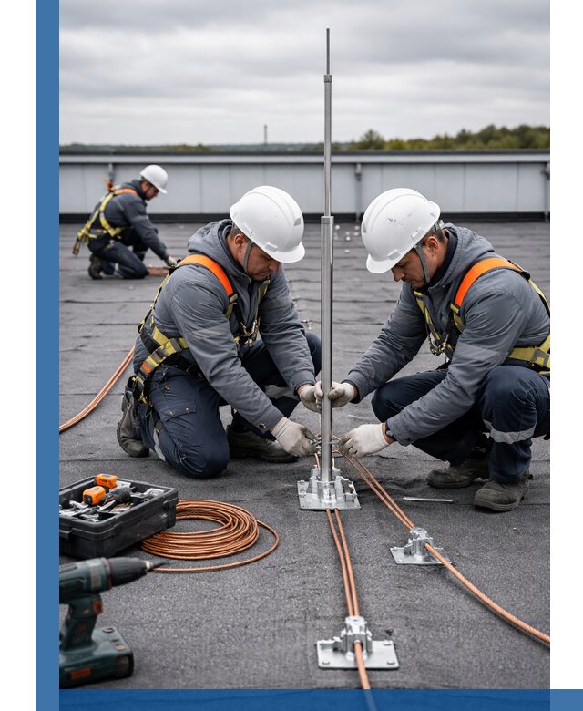 Монтаж молниезащиты на кровле в Лесозаводске под ключ с гарантией